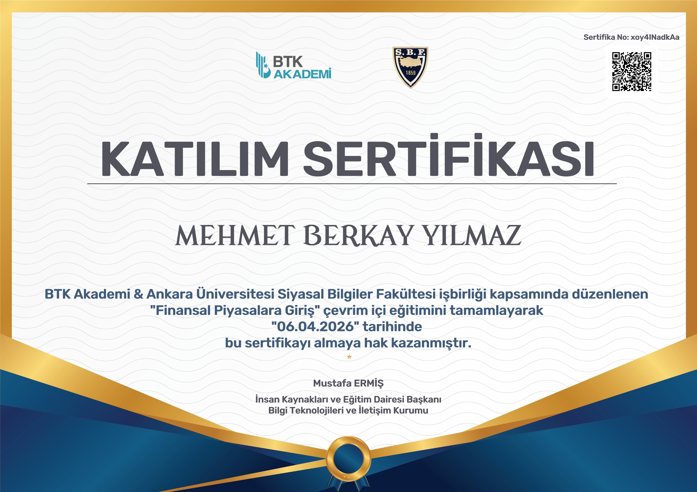 Finansal Piyasalara Giriş Sertifika